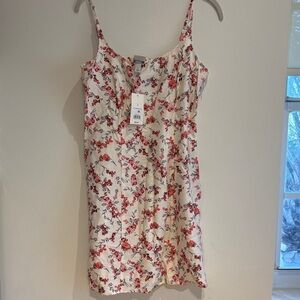 a new day Cream Floral Spaghetti Strap Dress with Pink & Red Blooms